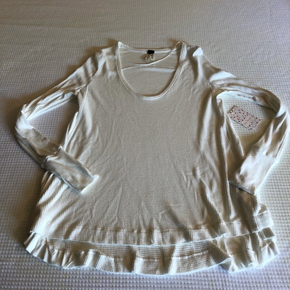 NWT Free People Waffle Long Sleeve Tee - Picture 1 of 4